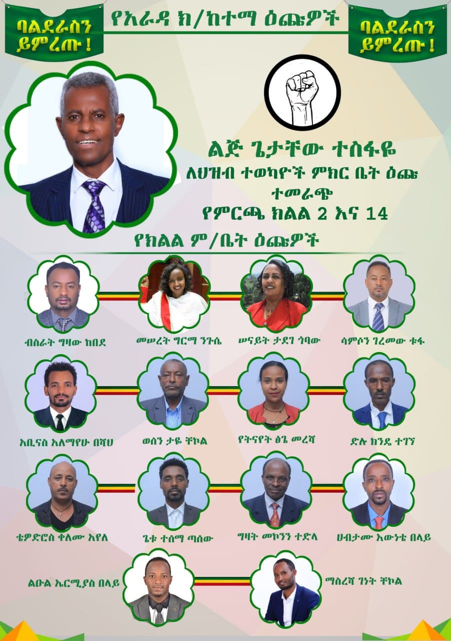 አራዳ ክ/ከተማ ምርጫ ክልል 2-14 ለአ.አ ም/ቤት የባልደራስ እጩ ተወዳዳሪዎች